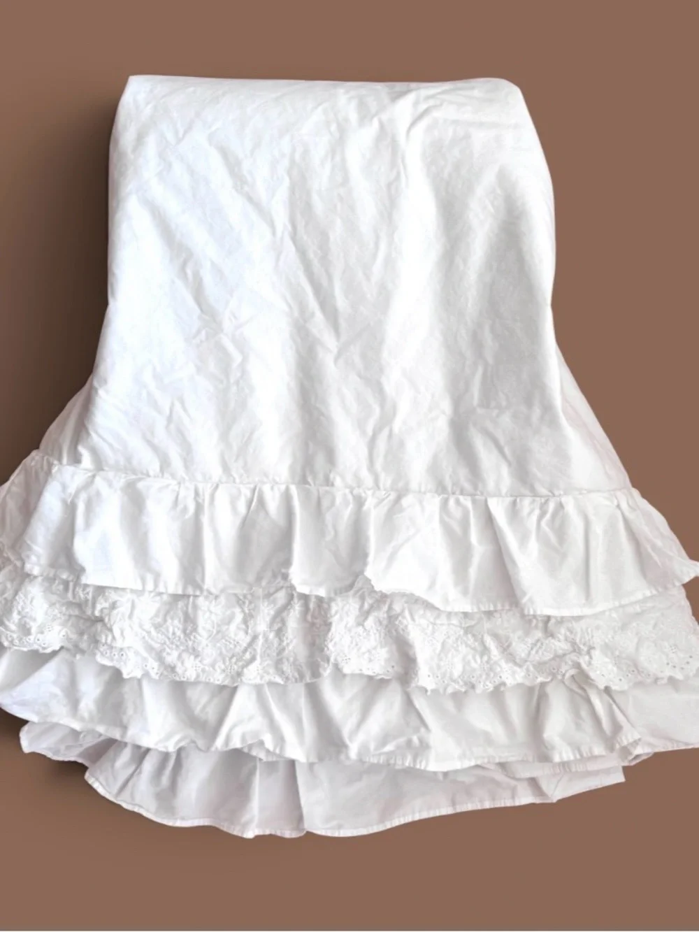 Rachel Ashwell Shabby Chic Petticoat Twin Duvet Cover White Cotton Eyelet Ruffle